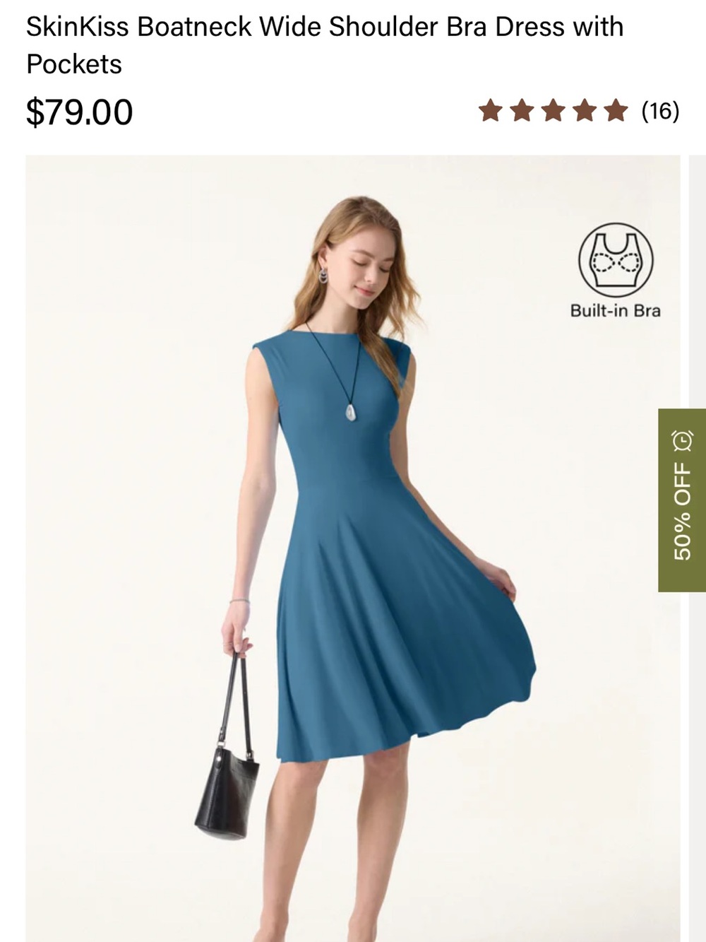 OGL Teal Boatneck Midi Dress